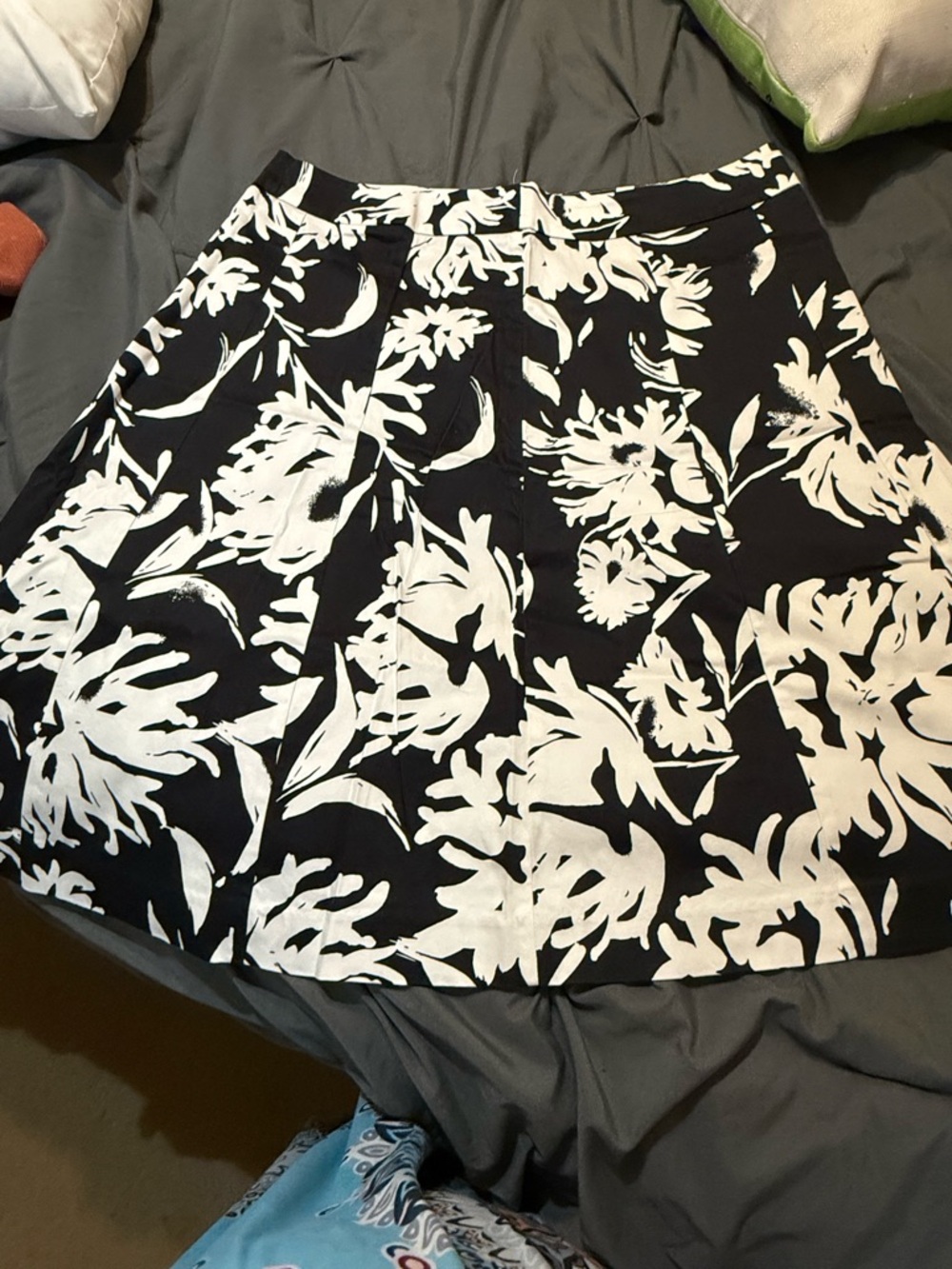 Lane Bryant Black and White Floral A-Line Skirt